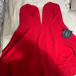 Lulu's Vibrant Red Strapless Dress